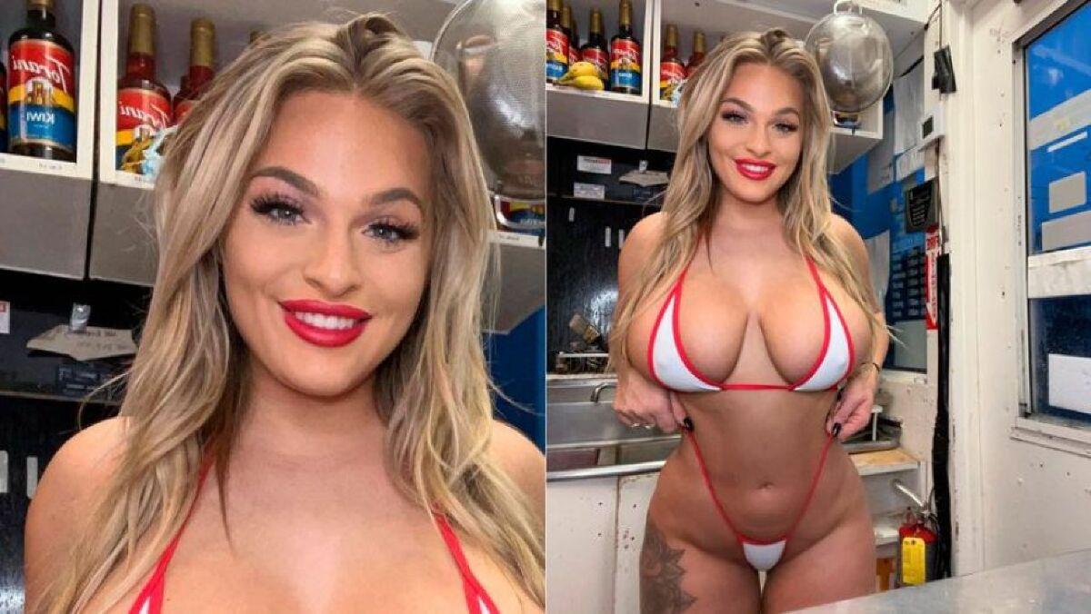 Modelo do Onlyfans é barista e serve café usando biquíni; vídeo