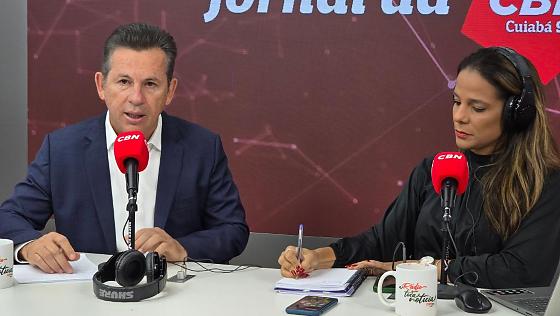 O governador Mauro Mendes, durante a entrevista